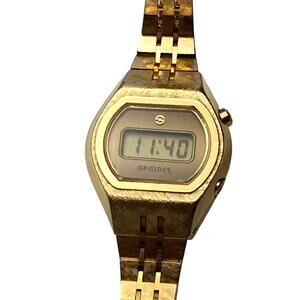 VTG Speidel Digital Womens Mens Watch 26mm Gold Tone New Battery Wrist 6-6.25 WR